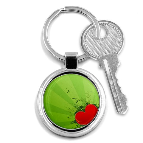 Red Heart Art Key Chain (Round) from ArtsNow.com Front