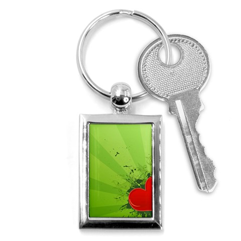 Red Heart Art Key Chain (Rectangle) from ArtsNow.com Front