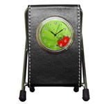 Red Heart Art Pen Holder Desk Clock