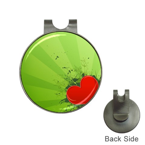 Red Heart Art Golf Ball Marker Hat Clip from ArtsNow.com Front