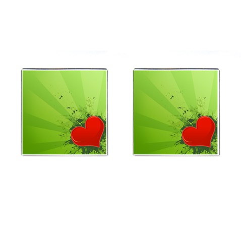 Red Heart Art Cufflinks (Square) from ArtsNow.com Front(Pair)