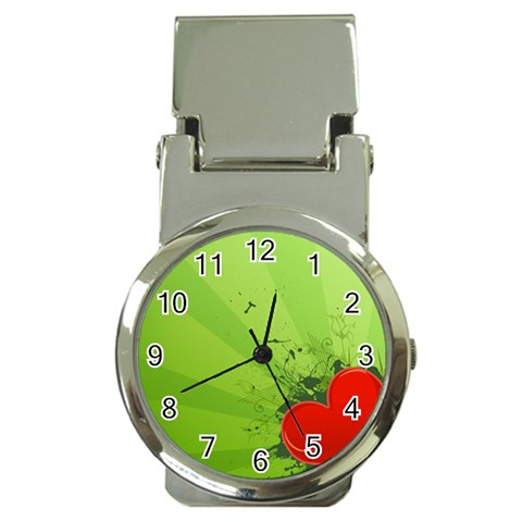 Red Heart Art Money Clip Watch from ArtsNow.com Front
