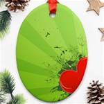 Red Heart Art Oval Ornament (Two Sides)