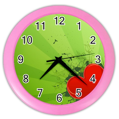 Red Heart Art Color Wall Clock from ArtsNow.com Front