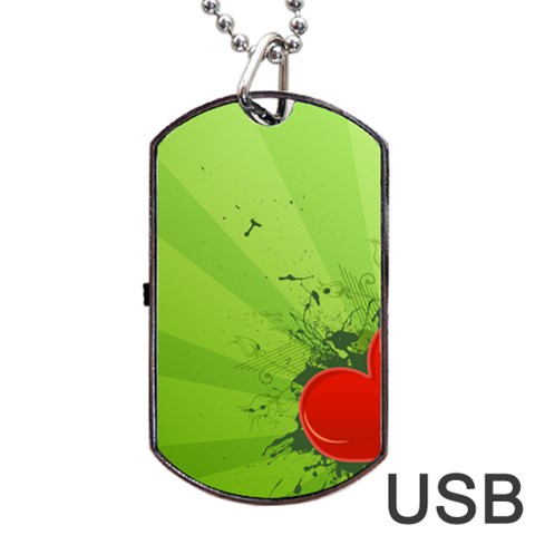 Red Heart Art Dog Tag USB Flash (One Side) from ArtsNow.com Front