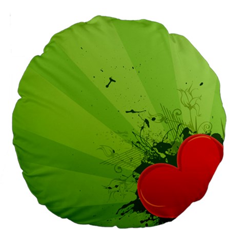 Red Heart Art Large 18  Premium Round Cushion  from ArtsNow.com Front