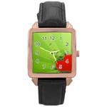 Red Heart Art Rose Gold Leather Watch 