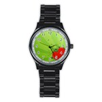 Red Heart Art Stainless Steel Round Watch