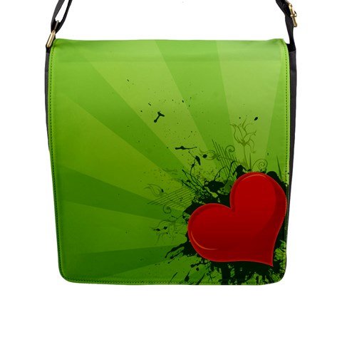 Red Heart Art Flap Closure Messenger Bag (L) from ArtsNow.com Front