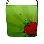 Red Heart Art Flap Closure Messenger Bag (L)