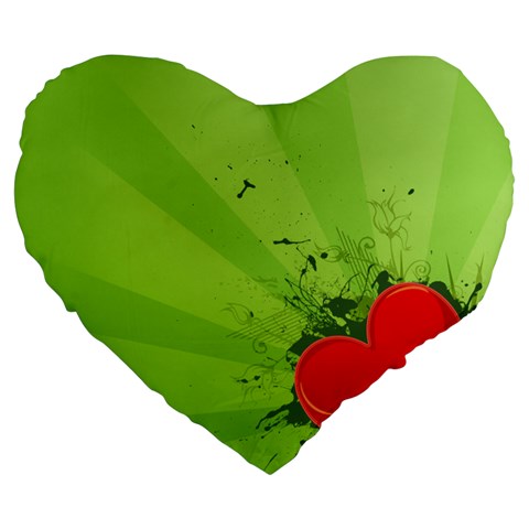 Red Heart Art Large 19  Premium Flano Heart Shape Cushion from ArtsNow.com Front
