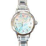 Pink Blue Pattern Round Italian Charm Watch