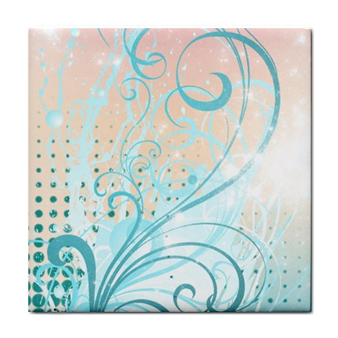 Pink Blue Pattern Tile Coaster from ArtsNow.com Front