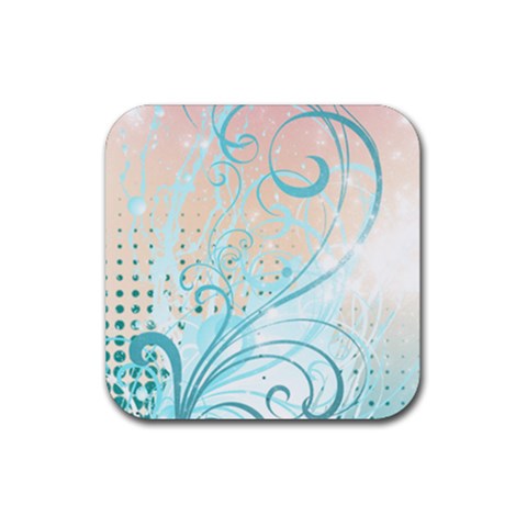 Pink Blue Pattern Rubber Coaster (Square) from ArtsNow.com Front