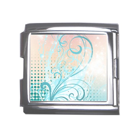 Pink Blue Pattern Mega Link Italian Charm (18mm) from ArtsNow.com Front