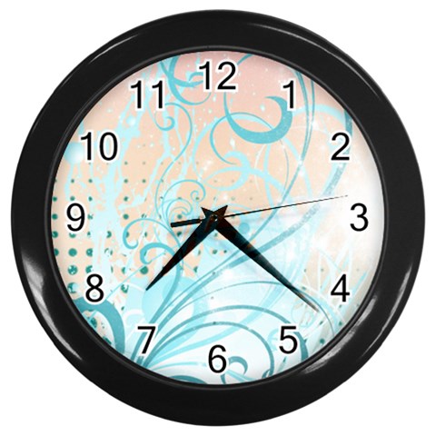 Pink Blue Pattern Wall Clock (Black) from ArtsNow.com Front