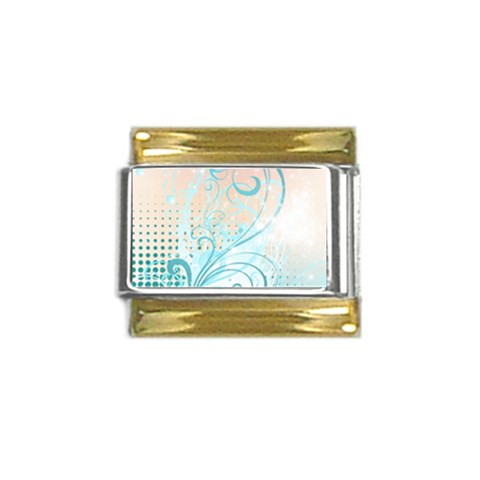 Pink Blue Pattern Gold Trim Italian Charm (9mm) from ArtsNow.com Front