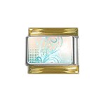 Pink Blue Pattern Gold Trim Italian Charm (9mm)
