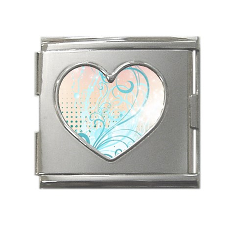 Pink Blue Pattern Mega Link Heart Italian Charm (18mm) from ArtsNow.com Front