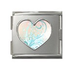 Pink Blue Pattern Mega Link Heart Italian Charm (18mm)