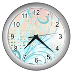 Pink Blue Pattern Wall Clock (Silver)