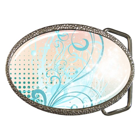Pink Blue Pattern Belt Buckle from ArtsNow.com Front