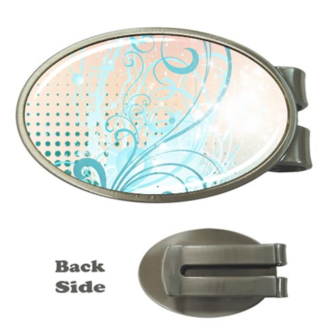 Pink Blue Pattern Money Clip (Oval) from ArtsNow.com Front