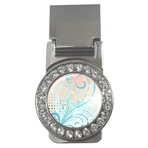 Pink Blue Pattern Money Clip (CZ) from ArtsNow.com Front