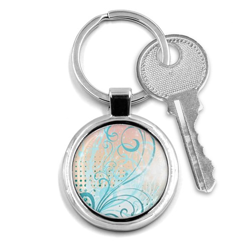 Pink Blue Pattern Key Chain (Round) from ArtsNow.com Front