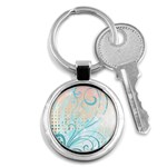 Pink Blue Pattern Key Chain (Round)