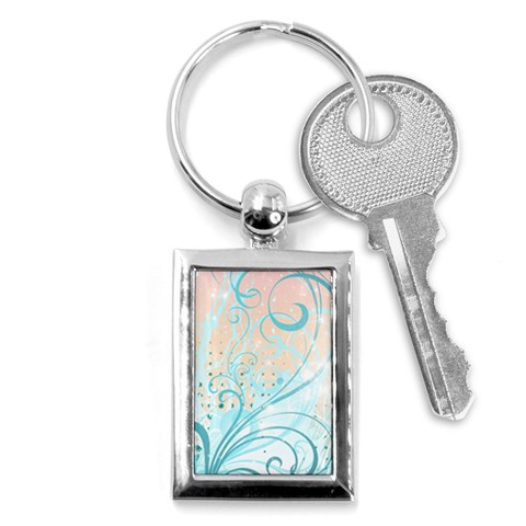 Pink Blue Pattern Key Chain (Rectangle) from ArtsNow.com Front