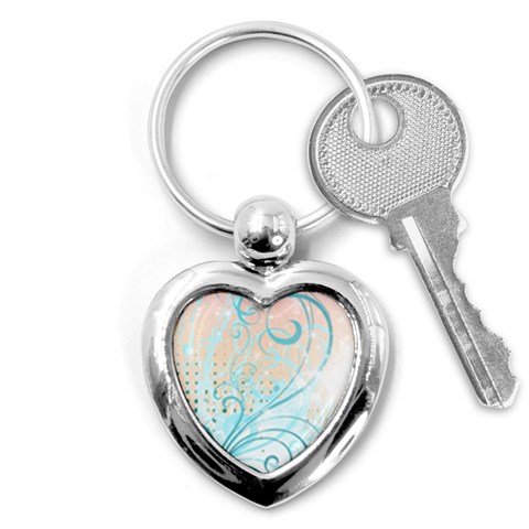 Pink Blue Pattern Key Chain (Heart) from ArtsNow.com Front