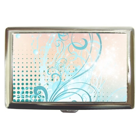 Pink Blue Pattern Cigarette Money Case from ArtsNow.com Front