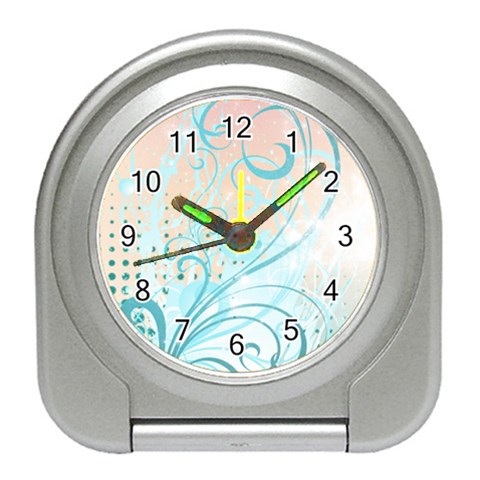 Pink Blue Pattern Travel Alarm Clock from ArtsNow.com Front