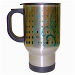 Pink Blue Pattern Travel Mug (Silver Gray)