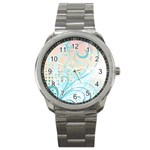 Pink Blue Pattern Sport Metal Watch