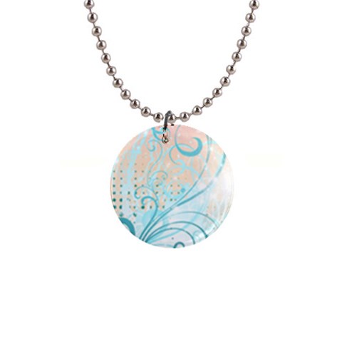 Pink Blue Pattern 1  Button Necklace from ArtsNow.com Front
