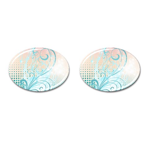 Pink Blue Pattern Cufflinks (Oval) from ArtsNow.com Front(Pair)