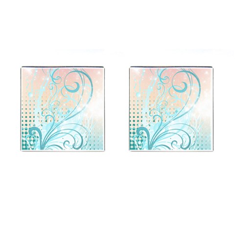 Pink Blue Pattern Cufflinks (Square) from ArtsNow.com Front(Pair)