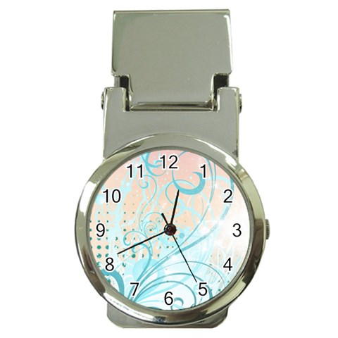Pink Blue Pattern Money Clip Watch from ArtsNow.com Front
