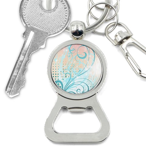 Pink Blue Pattern Bottle Opener Key Chain from ArtsNow.com Front