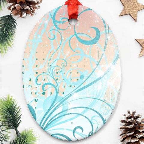 Pink Blue Pattern Oval Ornament (Two Sides) from ArtsNow.com Front