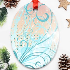 Pink Blue Pattern Oval Ornament (Two Sides) from ArtsNow.com Front