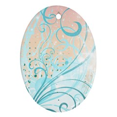 Pink Blue Pattern Oval Ornament (Two Sides) from ArtsNow.com Back