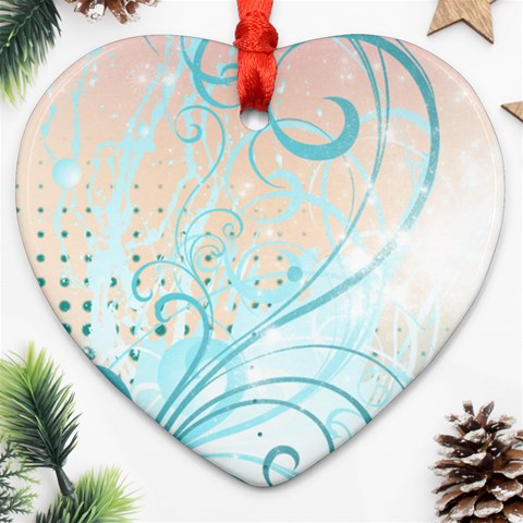 Pink Blue Pattern Heart Ornament (Two Sides) from ArtsNow.com Front