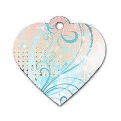 Pink Blue Pattern Dog Tag Heart (Two Sides) from ArtsNow.com Front