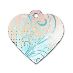 Pink Blue Pattern Dog Tag Heart (Two Sides) from ArtsNow.com Back