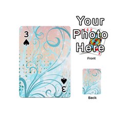 Pink Blue Pattern Playing Cards 54 (Mini) from ArtsNow.com Front - Spade3