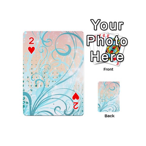 Pink Blue Pattern Playing Cards 54 (Mini) from ArtsNow.com Front - Heart2