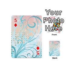 Pink Blue Pattern Playing Cards 54 (Mini) from ArtsNow.com Front - Diamond5